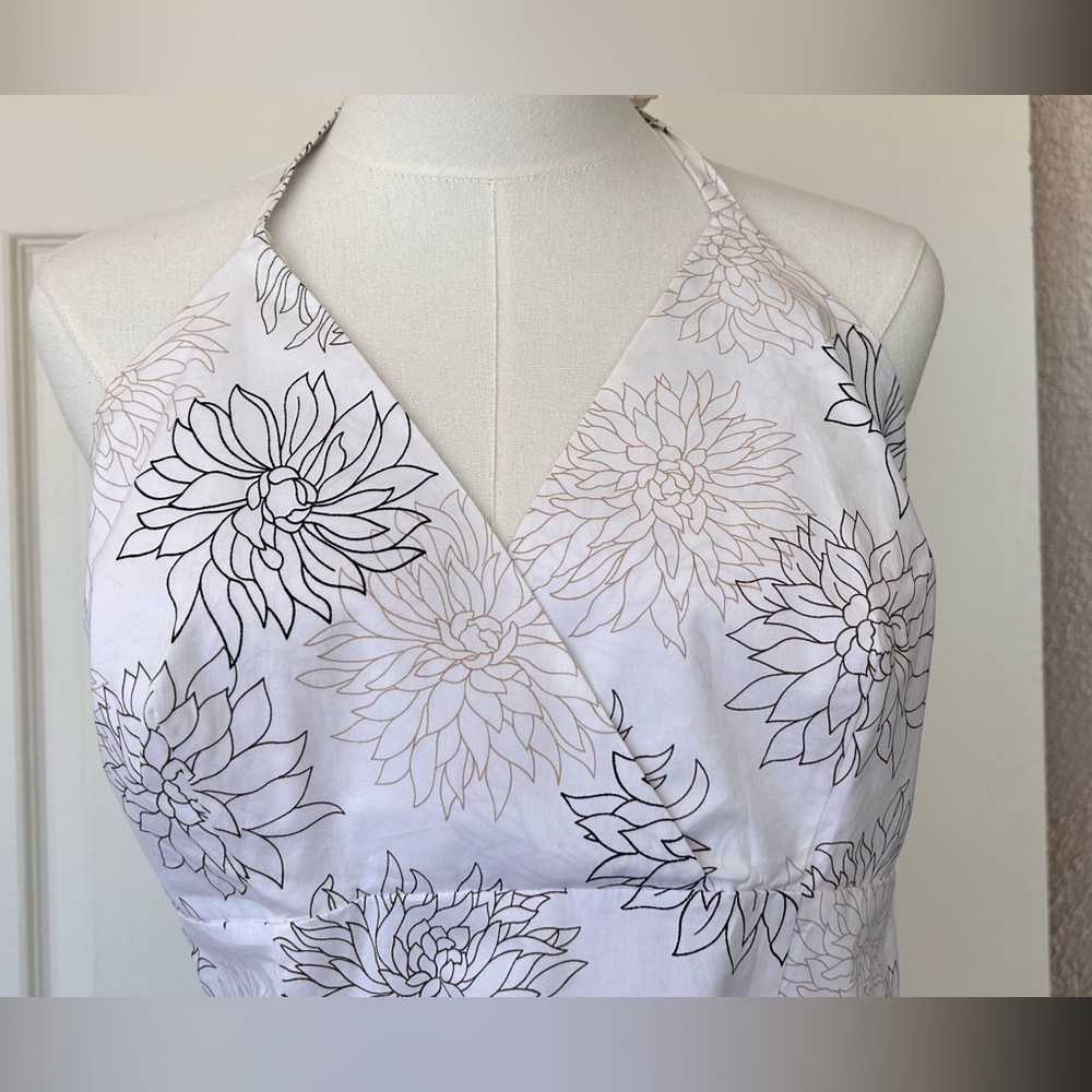 New York & Co. Neutral Floral Halter Dress‎ Size 12
